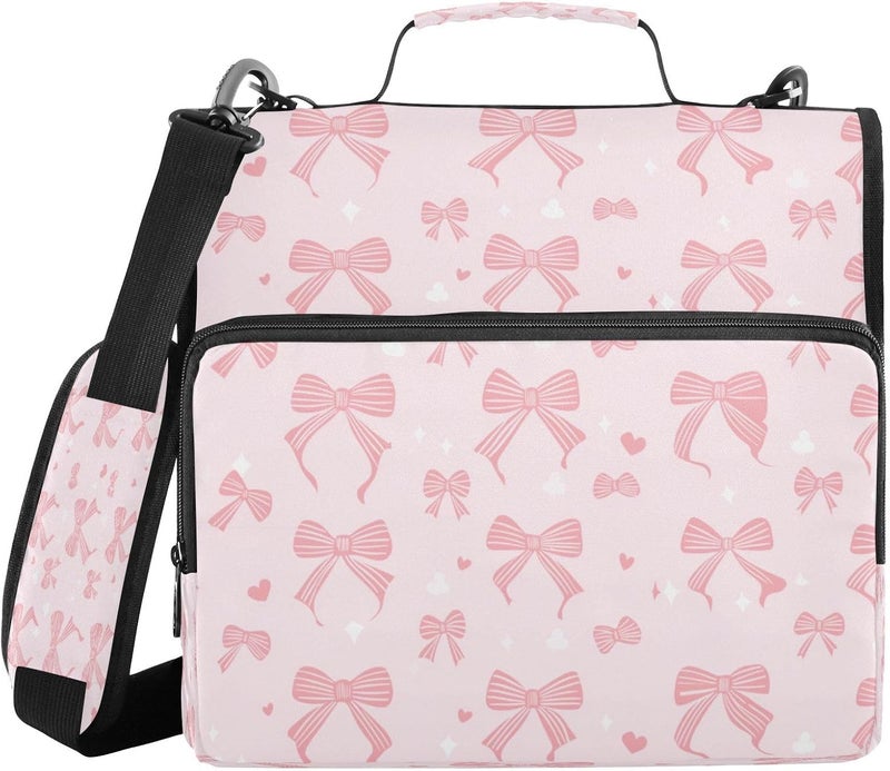 KEEPREAL Ribbon Bow Zipper Binder for School with Shoulder Strap & Extra Pockets - 1.5 Inch 3-Ring Binder Holds 500+ Sheets, Textbooks, Laptop - Image 1